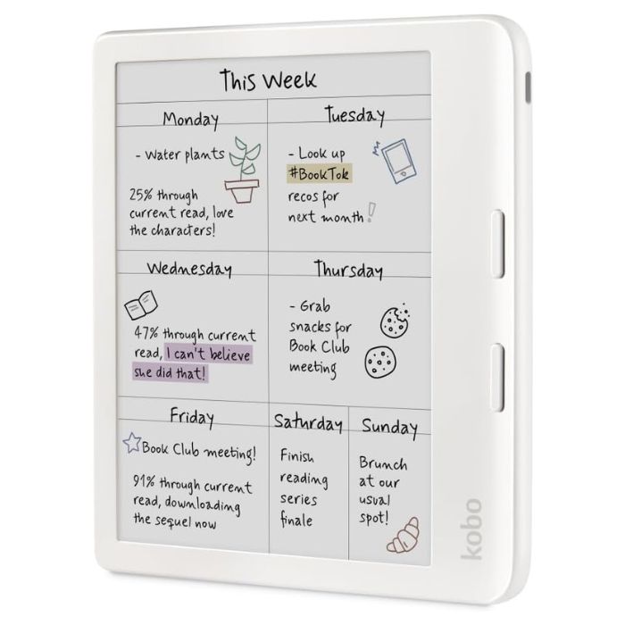 Kobo Libra Colour | eReader | 7” Glare-Free Colour E Ink Kaleido™ 3 Display | Dark Mode Option | Audiobooks | Waterproof | White - Ảnh 3